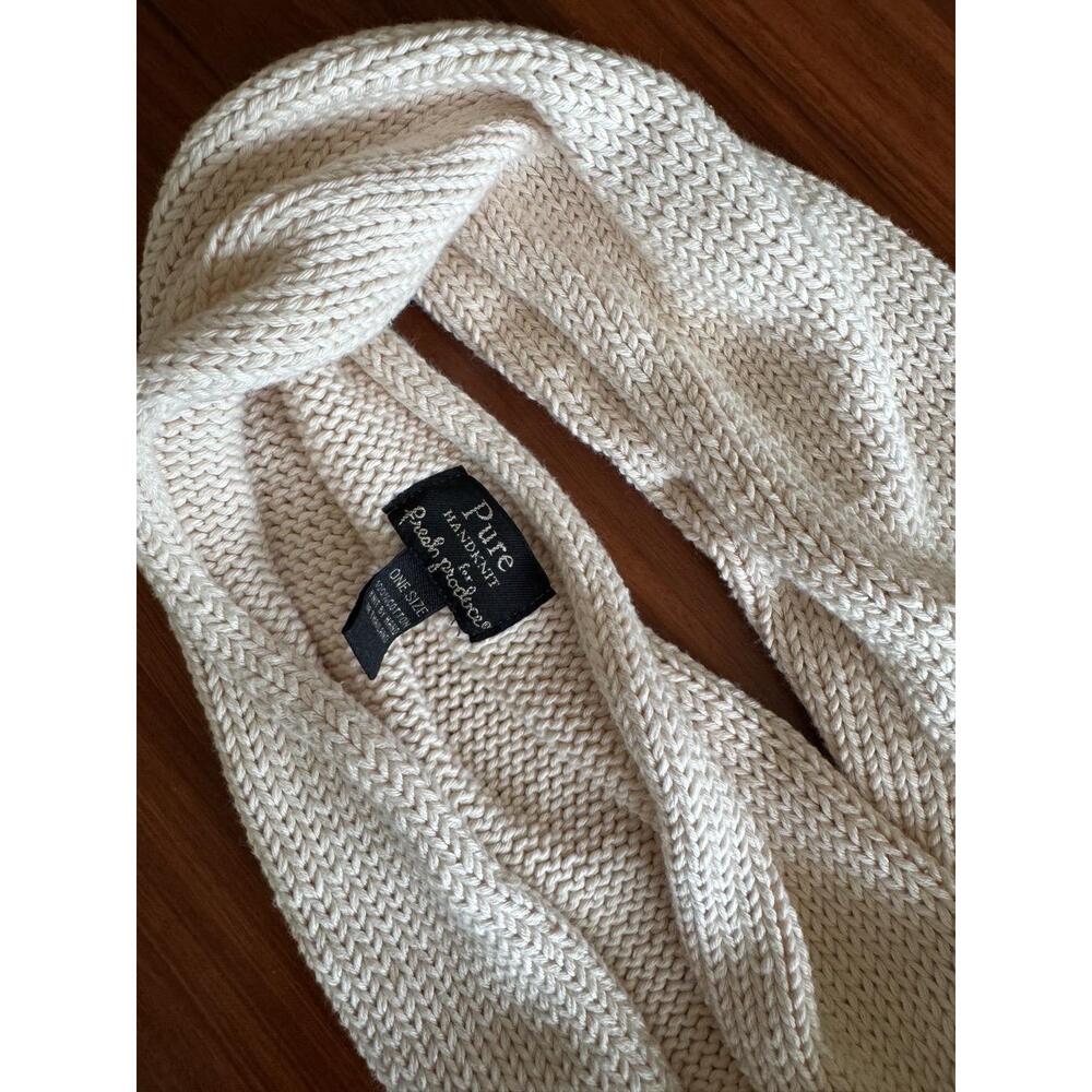 Pure Handknit Scarf Natural Cotton Button Boho One Size - Picture 4 of 4